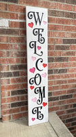 Carved Porch Sign - Welcome Hearts