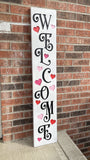 Carved Porch Sign - Welcome Hearts