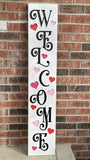 Carved Porch Sign - Welcome Hearts