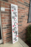 Carved Porch Sign - Welcome Hearts