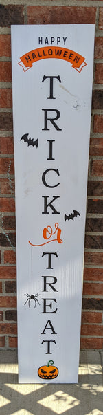 Carved Porch Sign - Trick or Treat - Spider