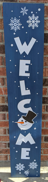 Carved Porch Sign - Welcome Snowman