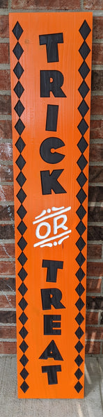 Carved Porch Sign - Trick or Treat - Diamond