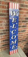 Carved Porch Sign - Patriotic Welcome